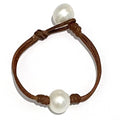 Fine Pearls and Leather Jewelry by Designer Wendy Mignot Bebe Coastal Single Freshwater Bracelet White