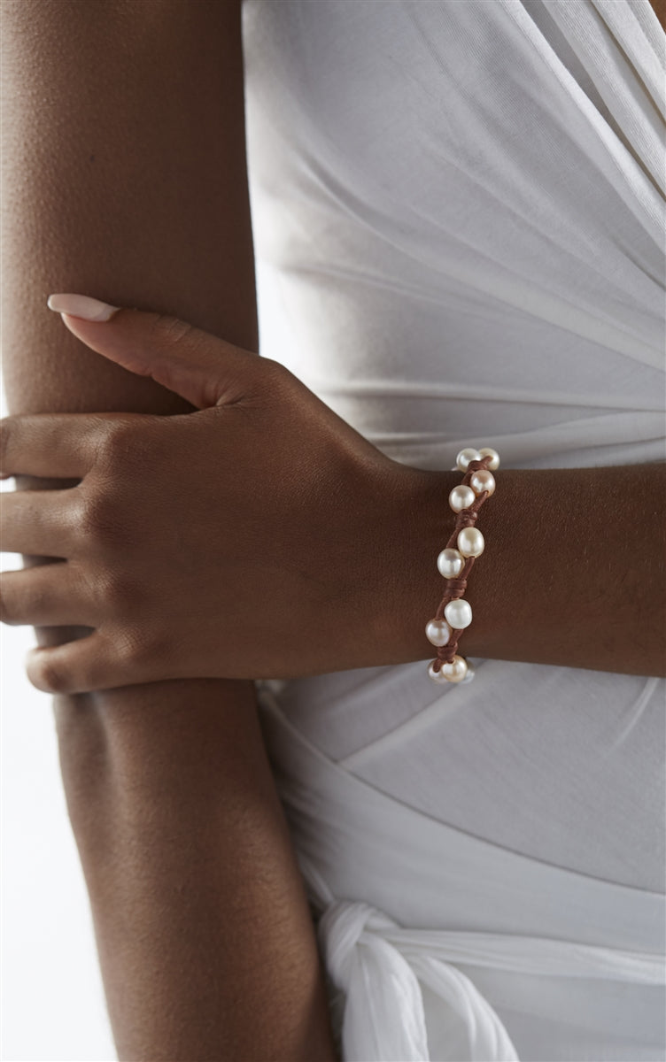 Wendy Mignot Toboga Freshwater Pearl and Leather Bracelet Multicolor