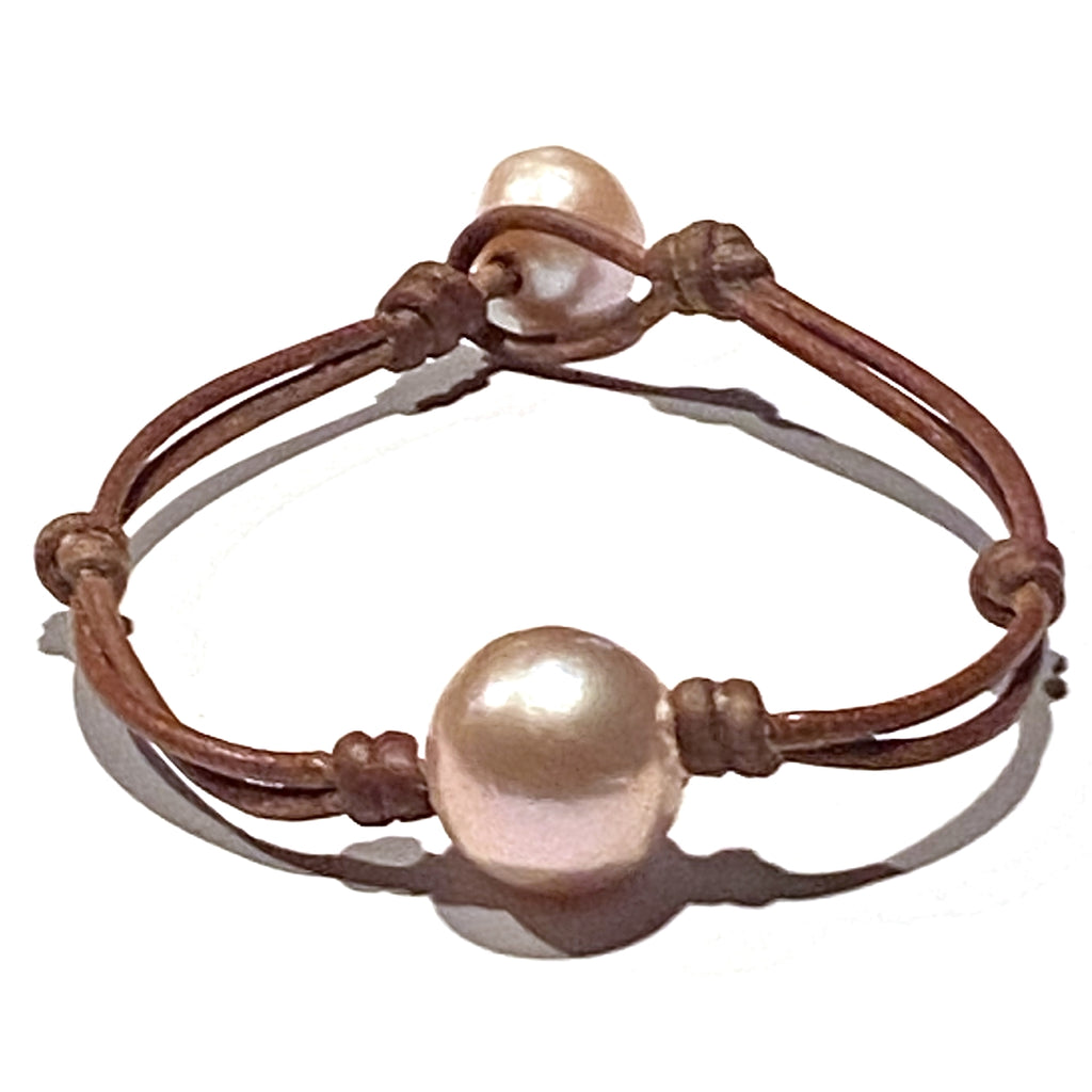 Wendy Mignot Rosie A+ Pearl and Leather Bracelet- Blush Limited Edition