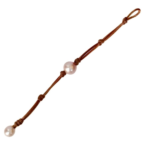 Wendy Mignot Coastal Single Freshwater Pearl and Leather Bracelet Rose