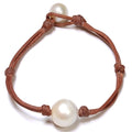 Fine Pearls and Leather Jewelry by Designer Wendy Mignot Coastal Single Freshwater Bracelet