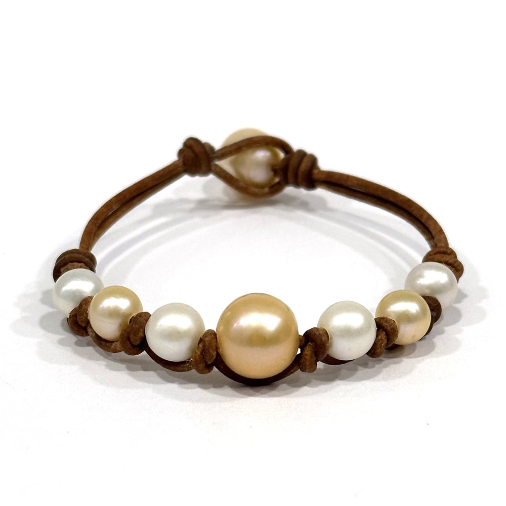 Wendy Mignot Seven Seas Freshwater Pearl and Leather Bracelet - Blush