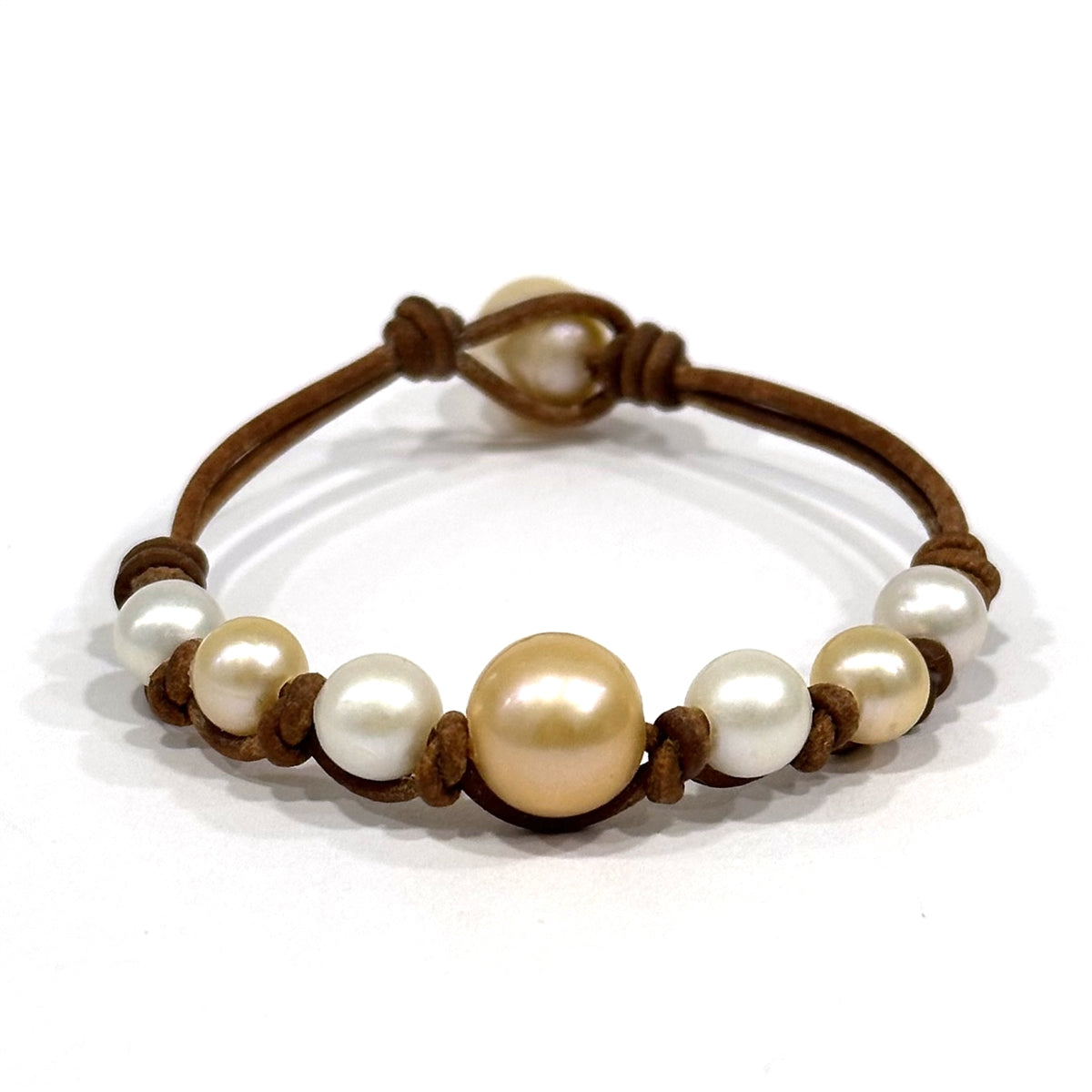 Wendy Mignot Seven Seas Freshwater Pearl and Leather Bracelet - Blush