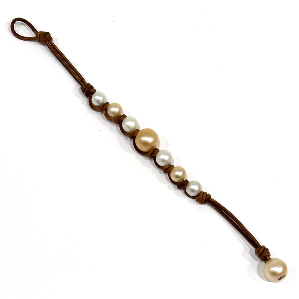Wendy Mignot Seven Seas Freshwater Pearl and Leather Bracelet - Blush