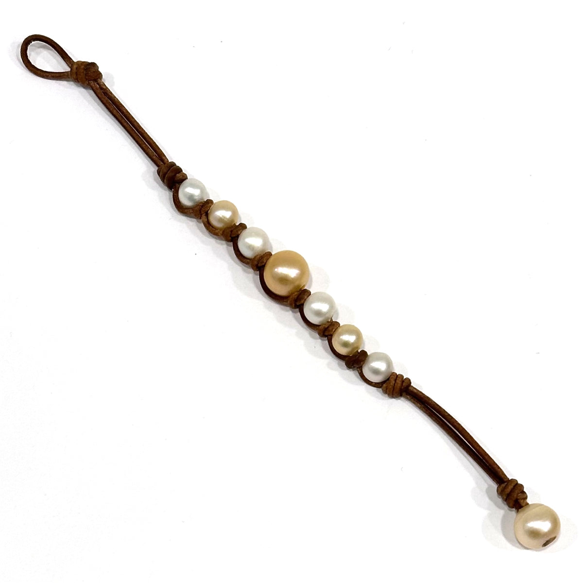 Wendy Mignot Seven Seas Freshwater Pearl and Leather Bracelet - Blush