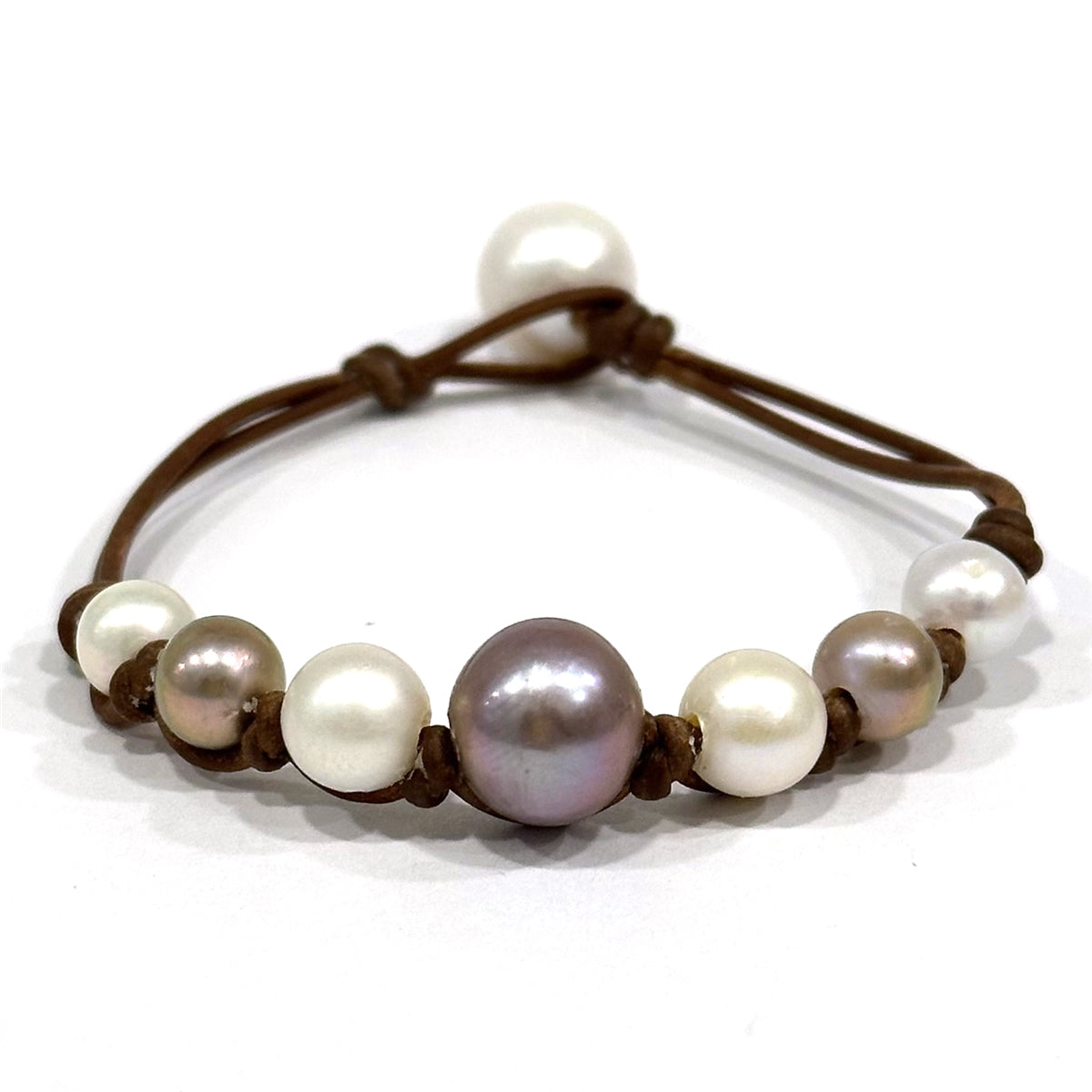 Wendy Mignot Seven Seas Freshwater Pearl and Leather Bracelet -Purple