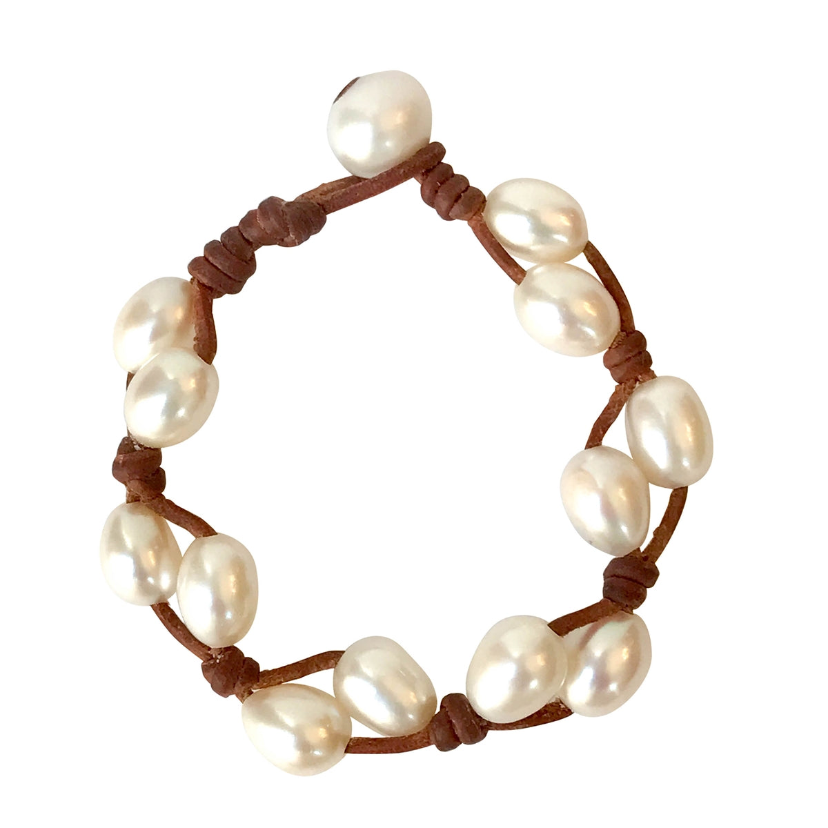 photo of Wendy Mignot Toboga Freshwater Pearl and Leather Bracelet White