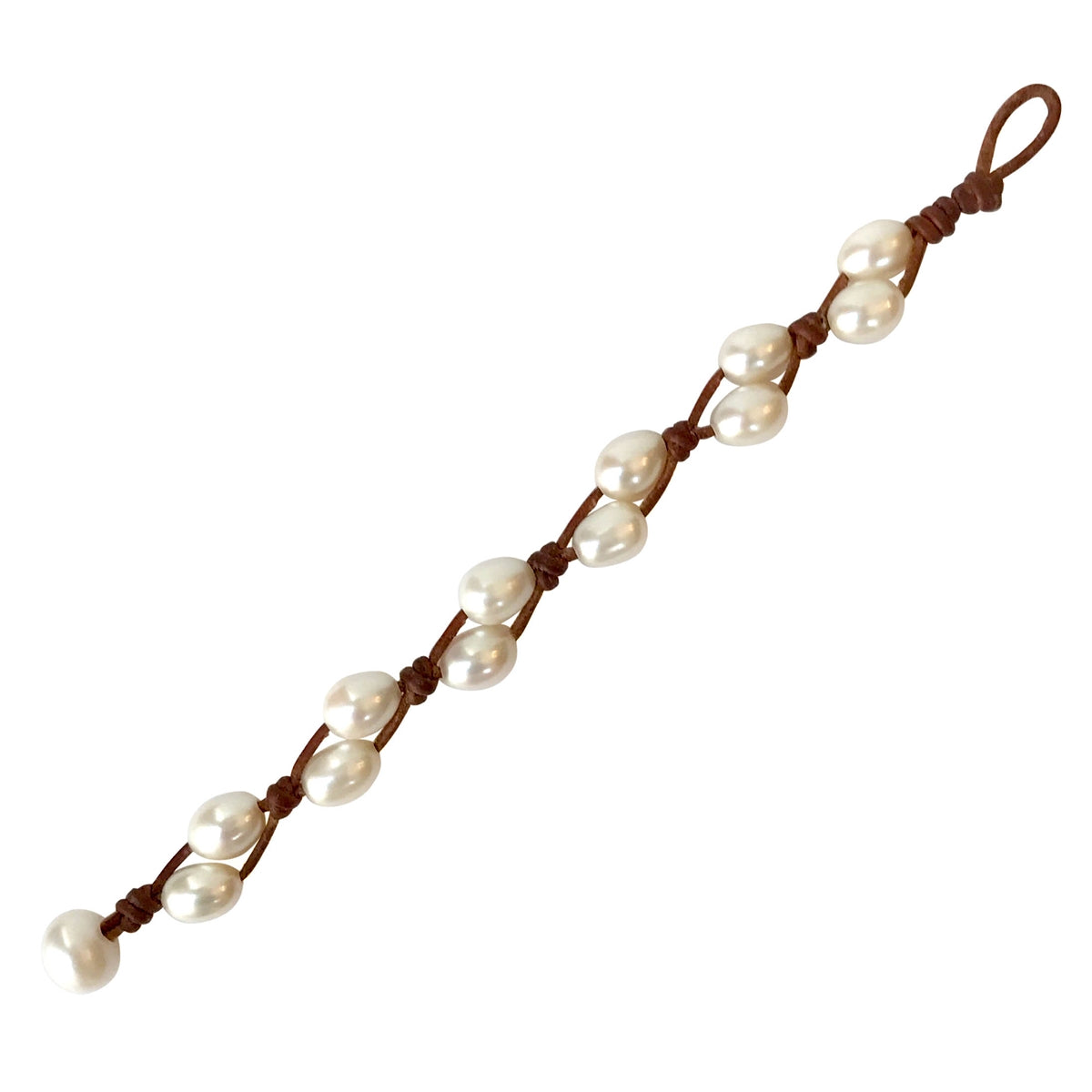 Wendy Mignot Toboga Freshwater Pearl and Leather Bracelet White