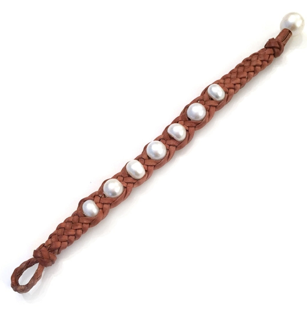 Wendy Mignot Trinity Freshwater Pearl and Leather Bracelet