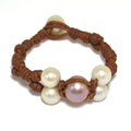 Fine Pearls and Leather Jewelry by Designer Wendy Mignot Wendy Center Freshwater Bracelet Multicolor
