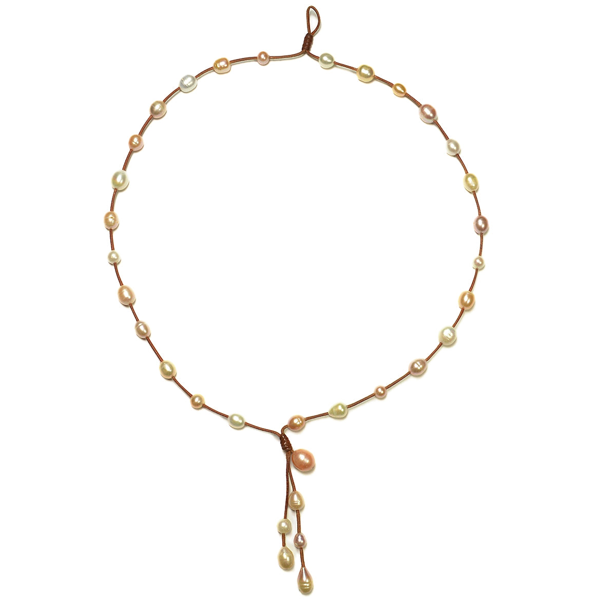 Wendy Mignot Music Two Strand Freshwater Pearl and Leather Necklace Multicolor