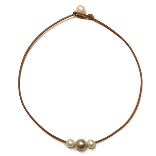 photo of Wendy Mignot Aruba Freshwater Pearl and Leather Necklace