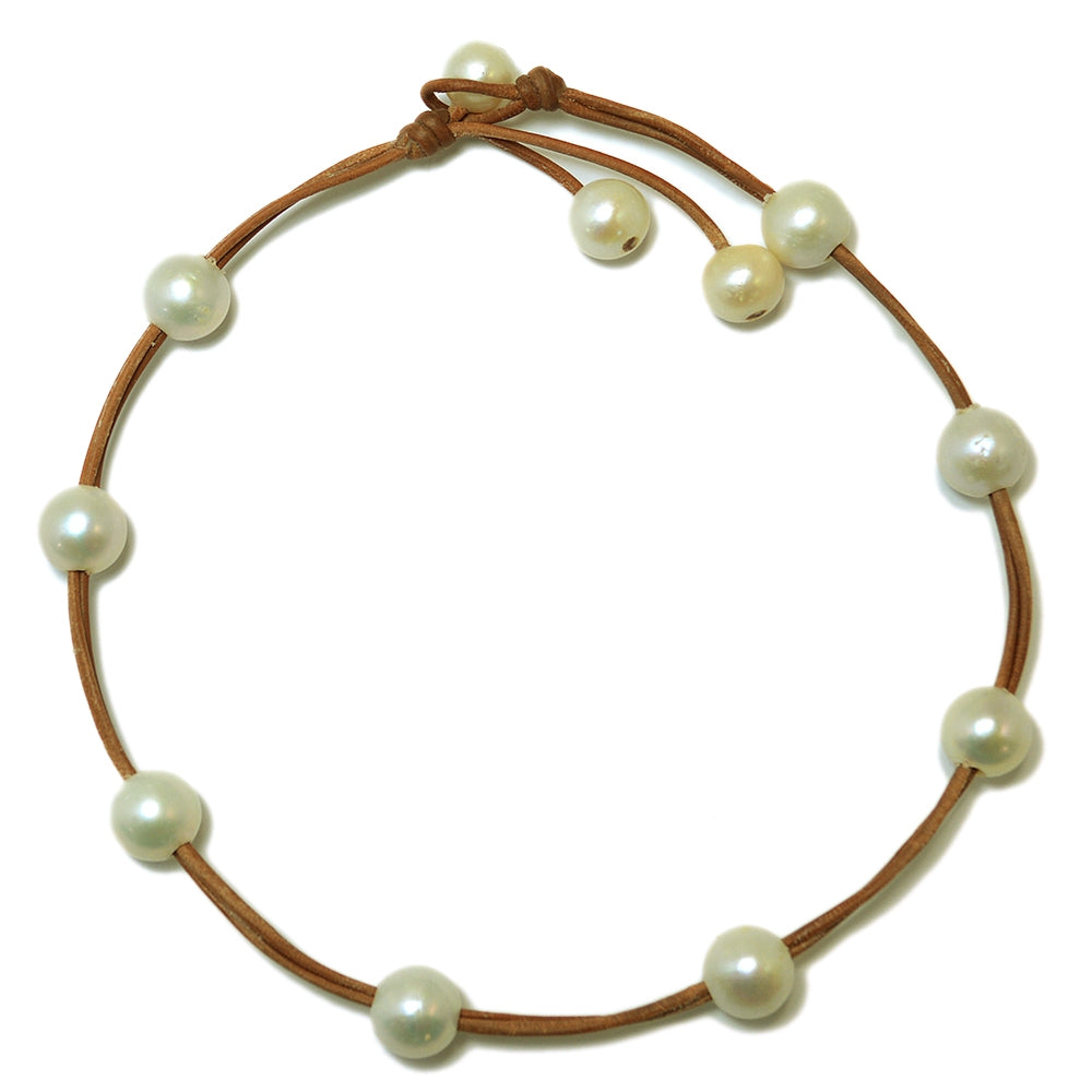 Wendy Mignot Versatile Eight Freshwater Pearl and Leather Necklace White