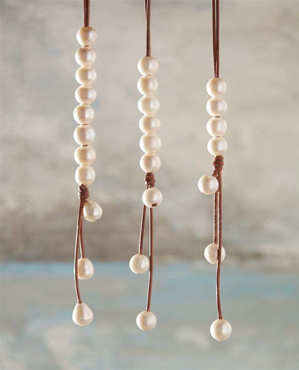 Wendy Mignot Versatile Eight Freshwater Pearl and Leather Necklace White
