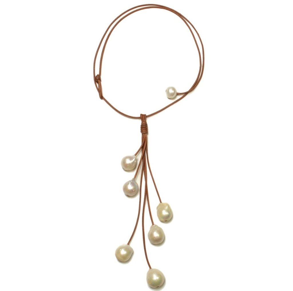 photo of Wendy Mignot Aimee Freshwater Pearl and Leather Necklace