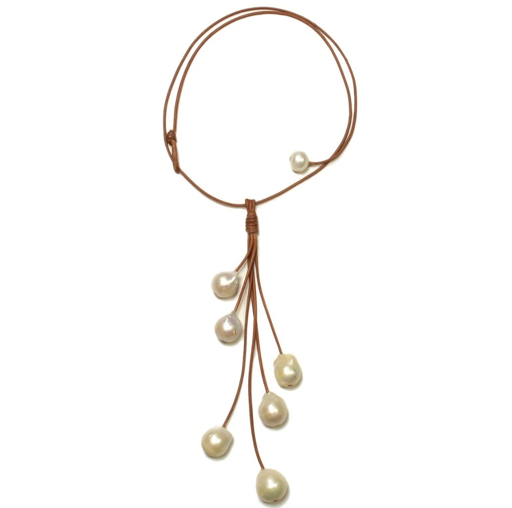 photo of Wendy Mignot Aimee Freshwater Pearl and Leather Necklace