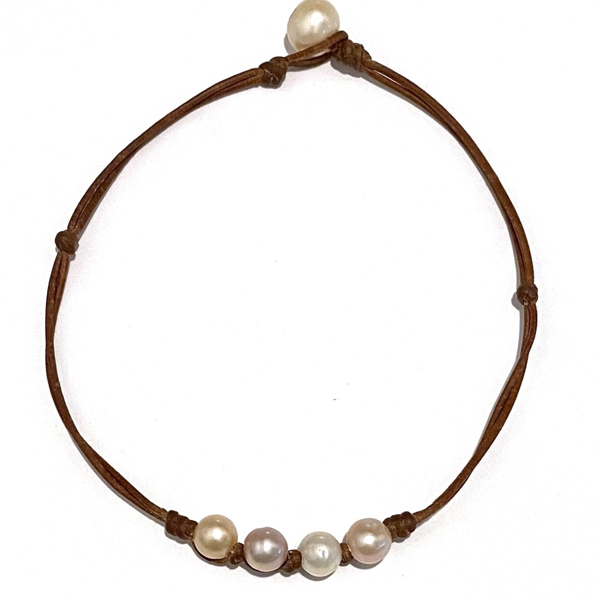 Fine Pearls and Leather Jewelry by Designer Wendy Mignot Bebe Four Pearl Freshwater Necklace Multicolor