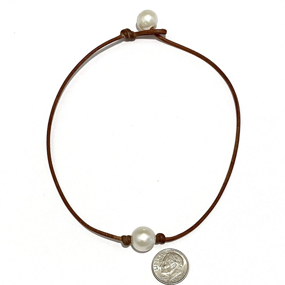 Wendy Mignot Baby Coastal Single Freshwater Pearl and Leather Necklace White