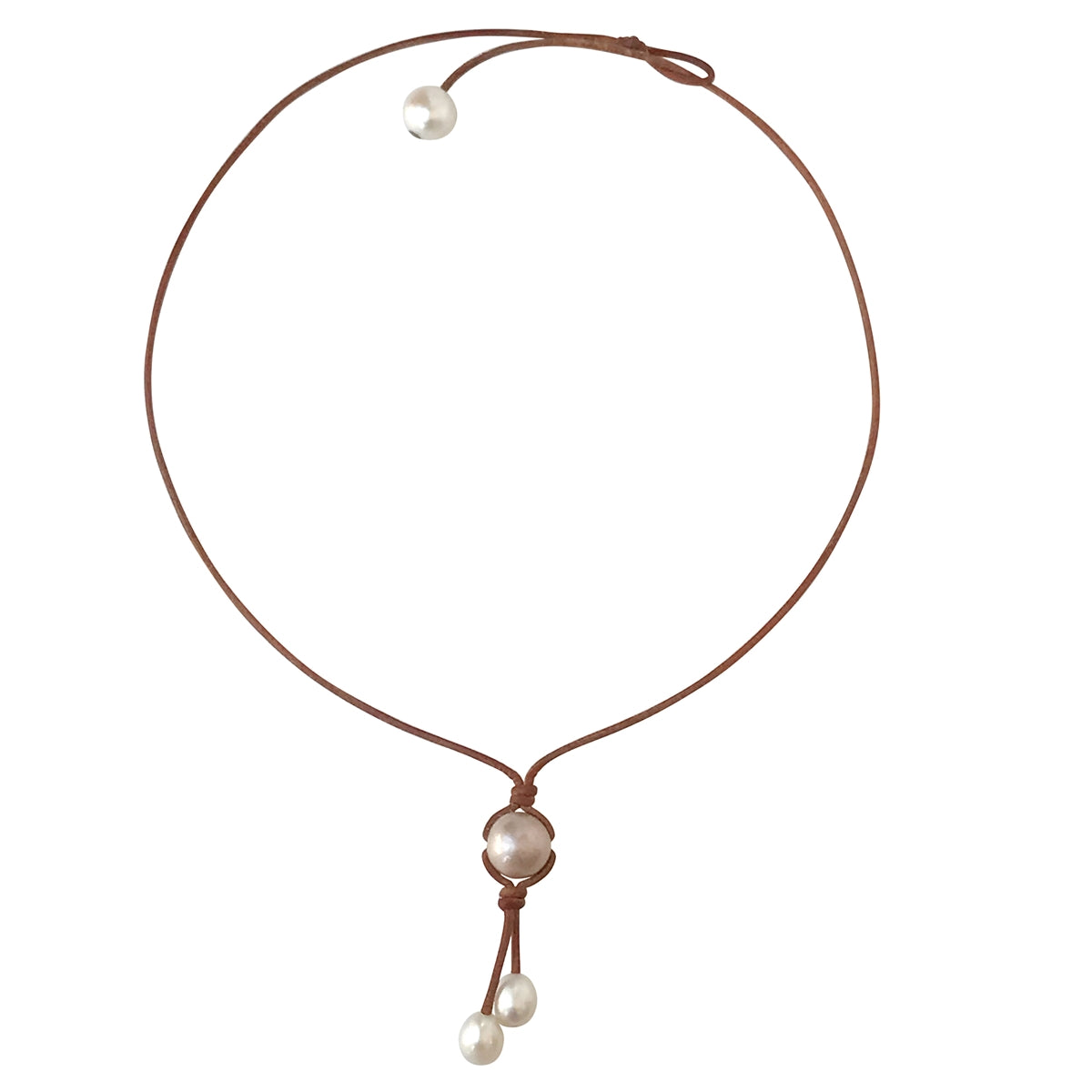 Fine Pearls and Leather jewelry by Designer Wendy Mignot Dawny Drop Freshwater Necklace Multicolor