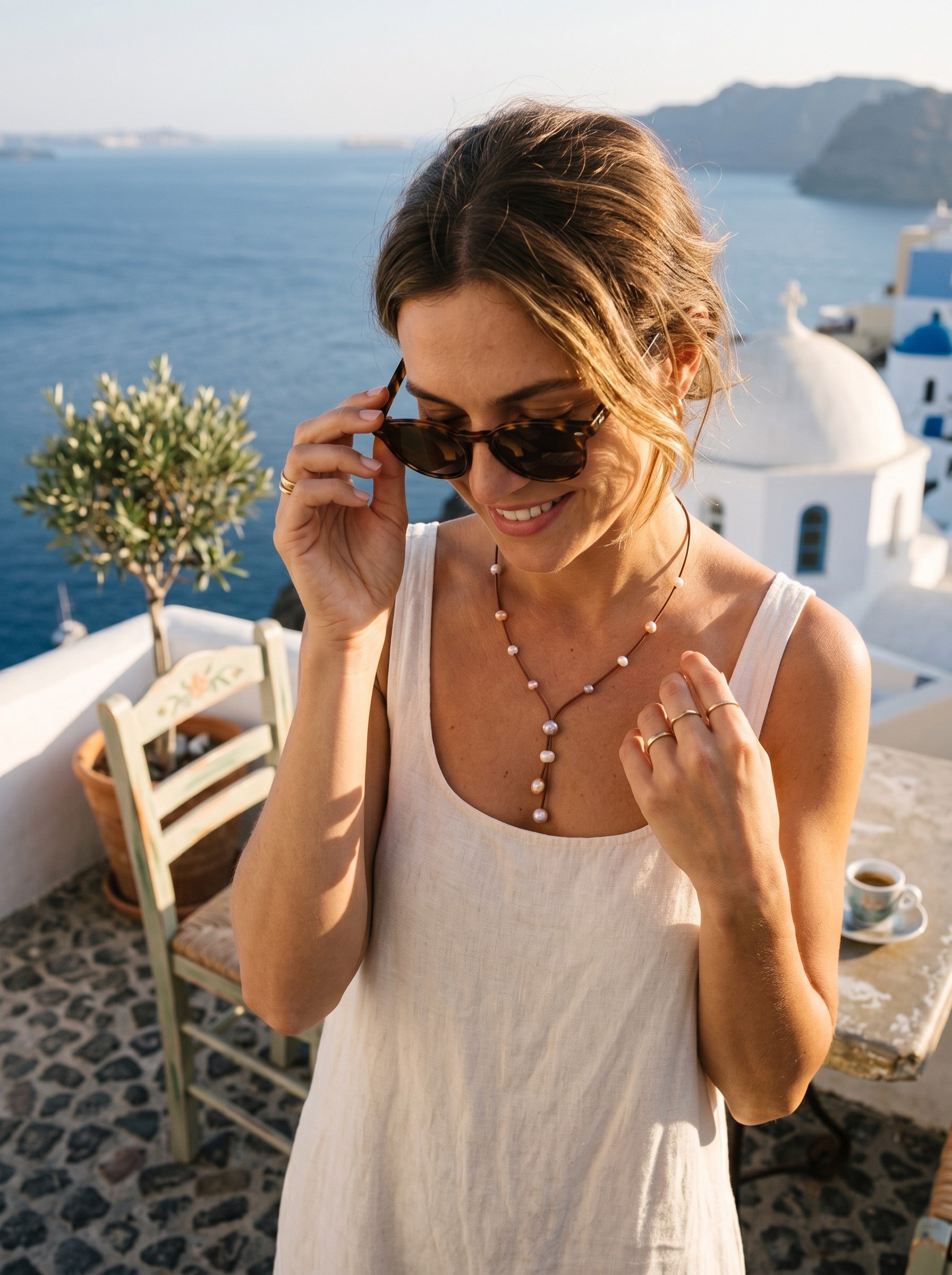 Wendy Mignot Emmy Lariat Freshwater Pearl and Leather Necklace