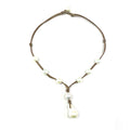 Ginger Drop Freshwater Pearl and Leather Necklace
