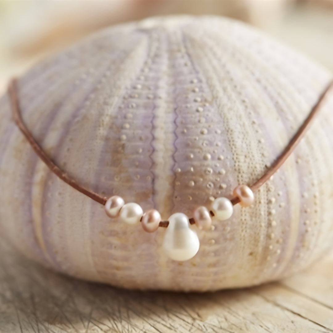 Wendy Mignot Lilly Freshwater Pearl and Leather Necklace