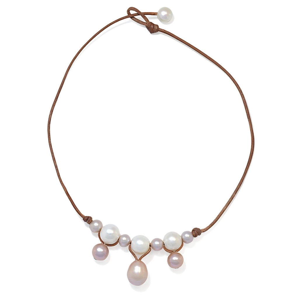 Wendy Mignot Mosey Freshwater Pearl and Leather Necklace Multicolor