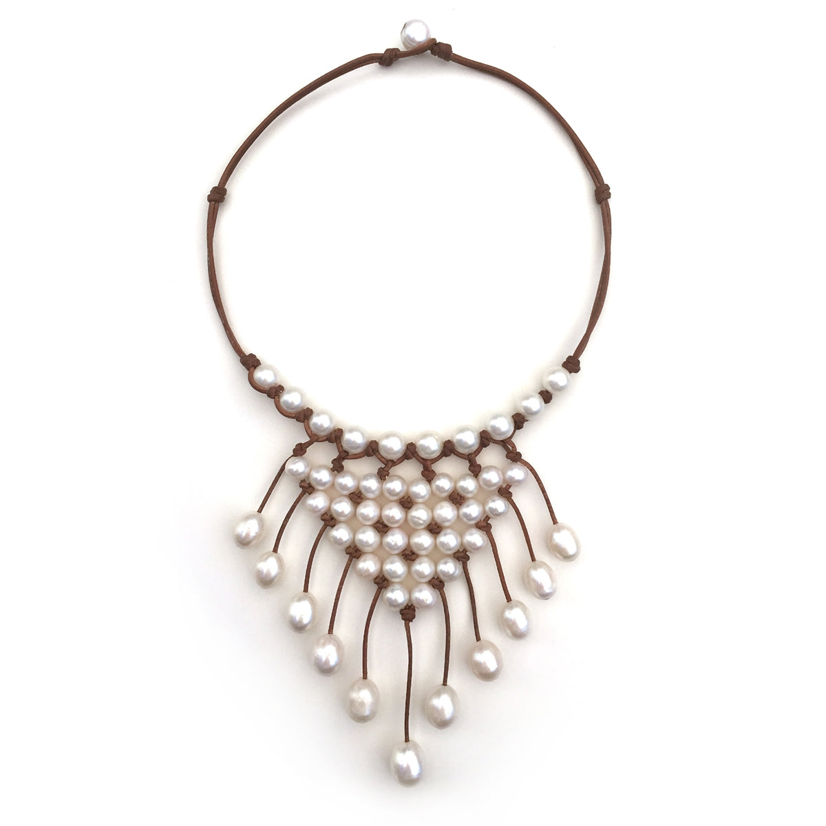 Fine Pearls and Leather Jewelry by Designer Wendy Mignot | New Urban Freshwater Pearl Necklace