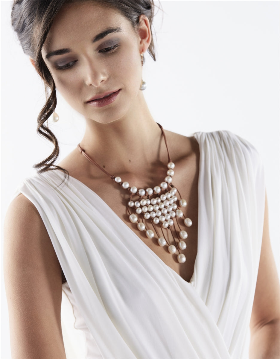 Wendy Mignot New Urban Freshwater Pearl and Leather Necklace