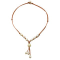 Wendy Mignot Plie Freshwater Pearl and Leather Necklace White