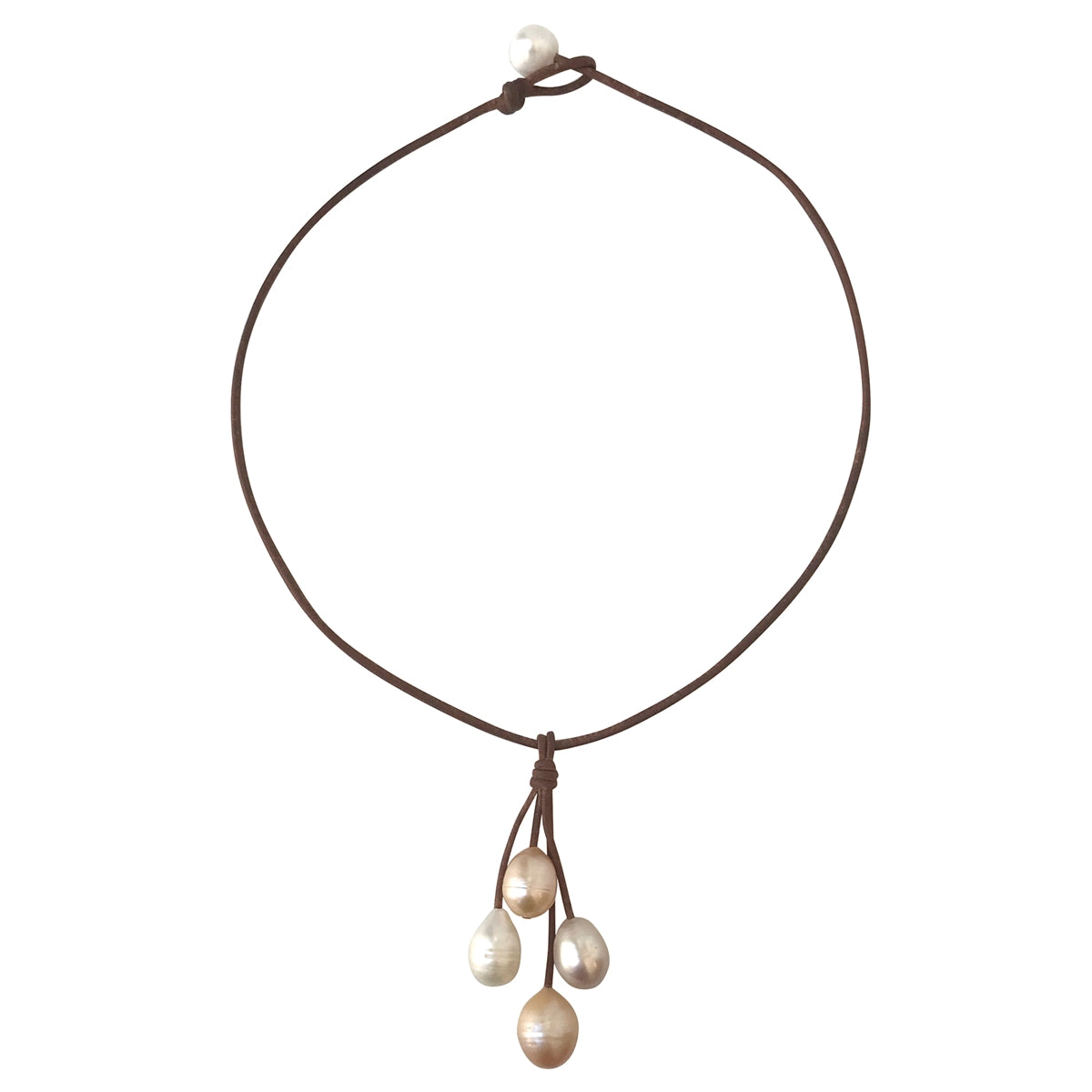 photo of Wendy Mignot Rain Four Freshwater Pearl and Leataher Necklace Multicolor