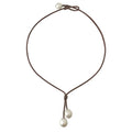 Wendy Mignot Rain Freshwater Pearl and Leather Necklace White