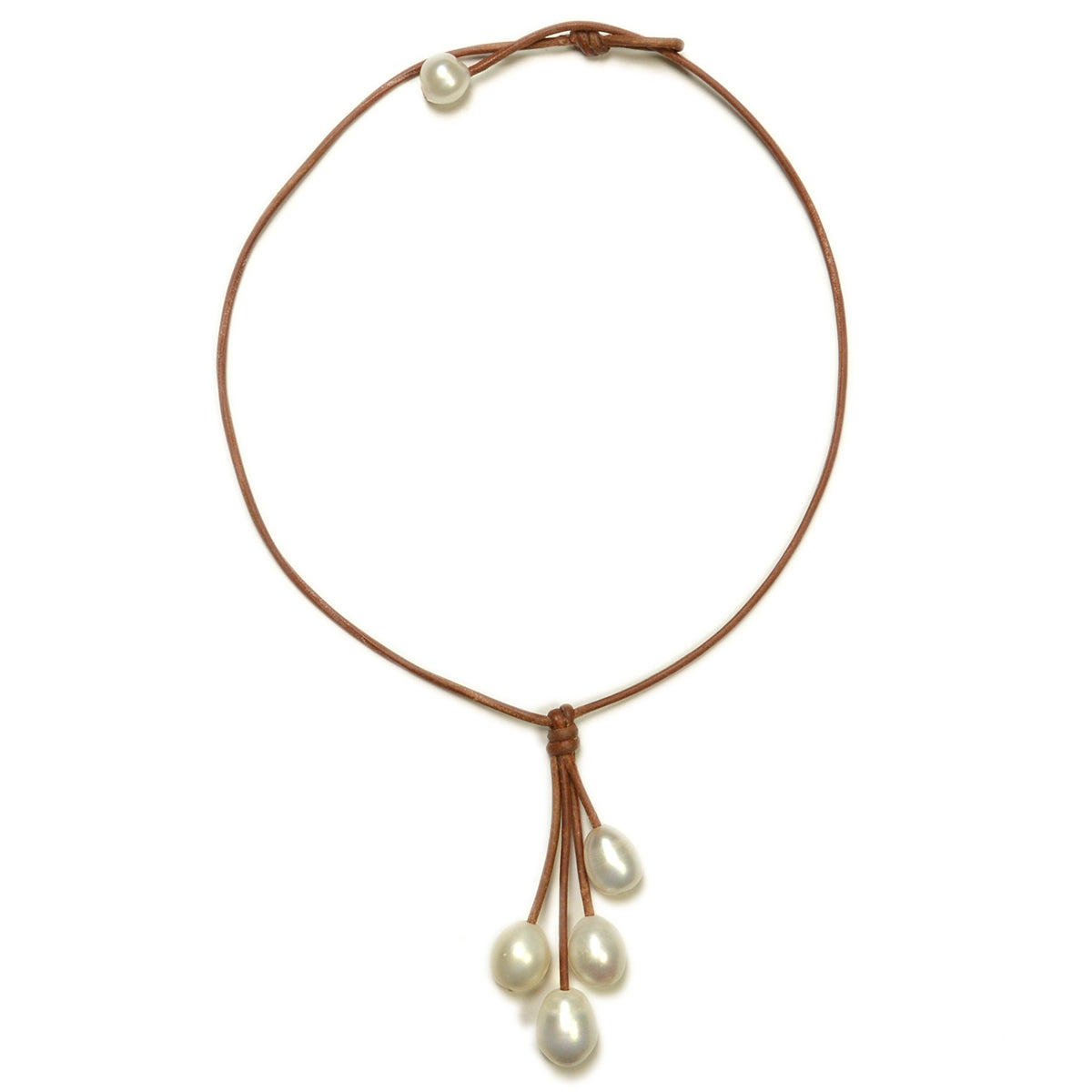 photo of Wendy Mignot Rain Four Freshwater Pearl and Leather Necklace White