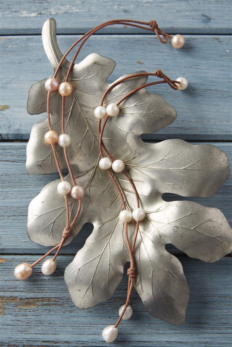 Wendy Mignot Seacrest Freshwater Pearl and Leather Necklace White