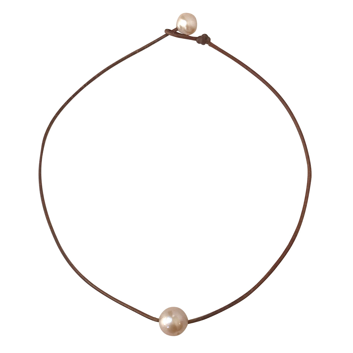 Fine Pearls and Leather Jewelry by Designer Wendy Mignot Coastal Single Freshwater Necklace Blush