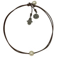 photo of Wendy Mignot Signature OM Hamsa Pearl and Leather Necklace