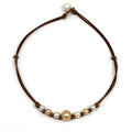 photo of Wendy Mignot Seven Seas Freshwater Pearl and Leather Necklace - blush