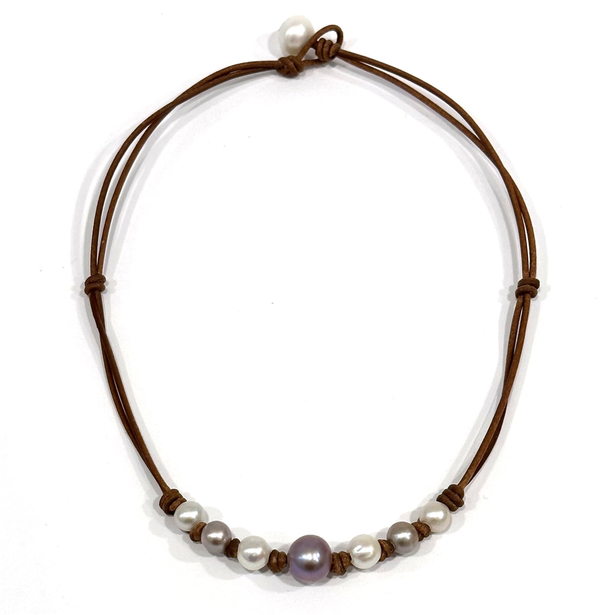 Seven Seas Freshwater Pearl and Leather Necklace