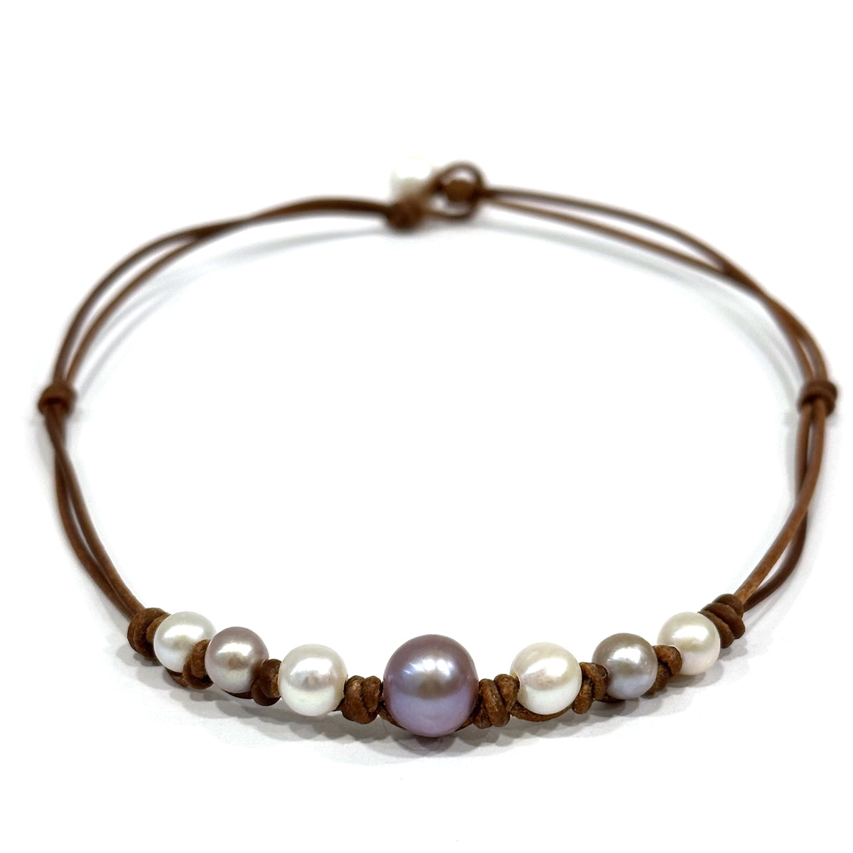 Wendy Mignot | Seven Seas Freshwater Pearl and Leather Necklace