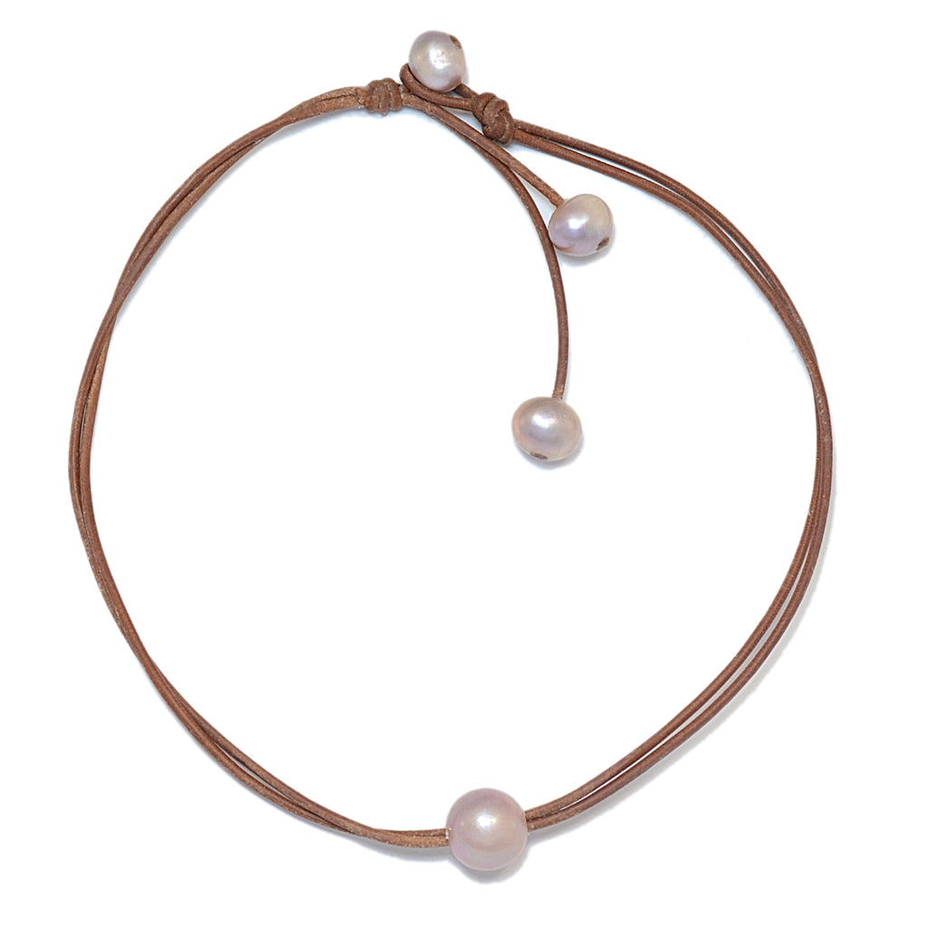 Fine Pearls and Leather Jewelry by Designer Wendy Mignot Wendy Signature Freshwater Necklace Rose LTD