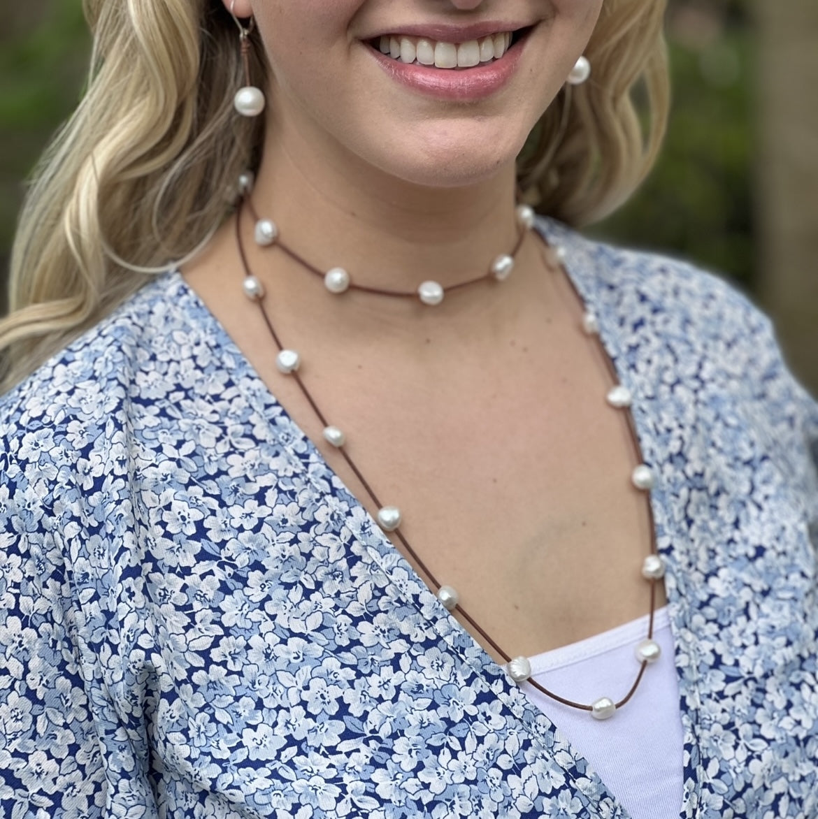 Wendy Mignot Illusion Freshwater Pearl and Leather Necklace White II