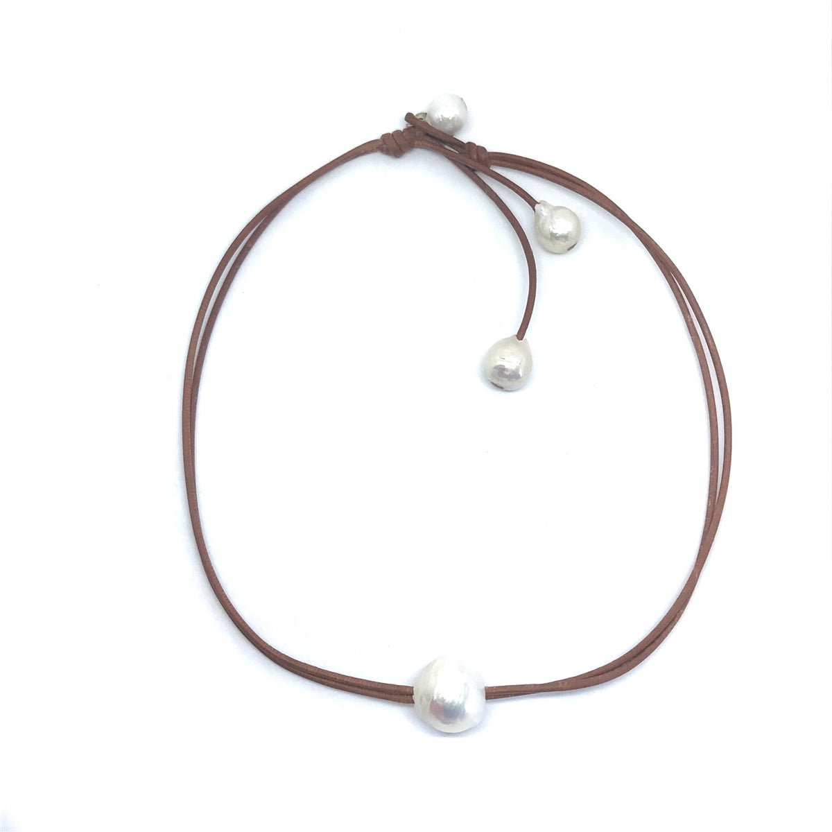 Fine Pearls and Leather Jewelry by Designer Wendy Mignot Wendy Signature Baroque Freshwater Necklace White
