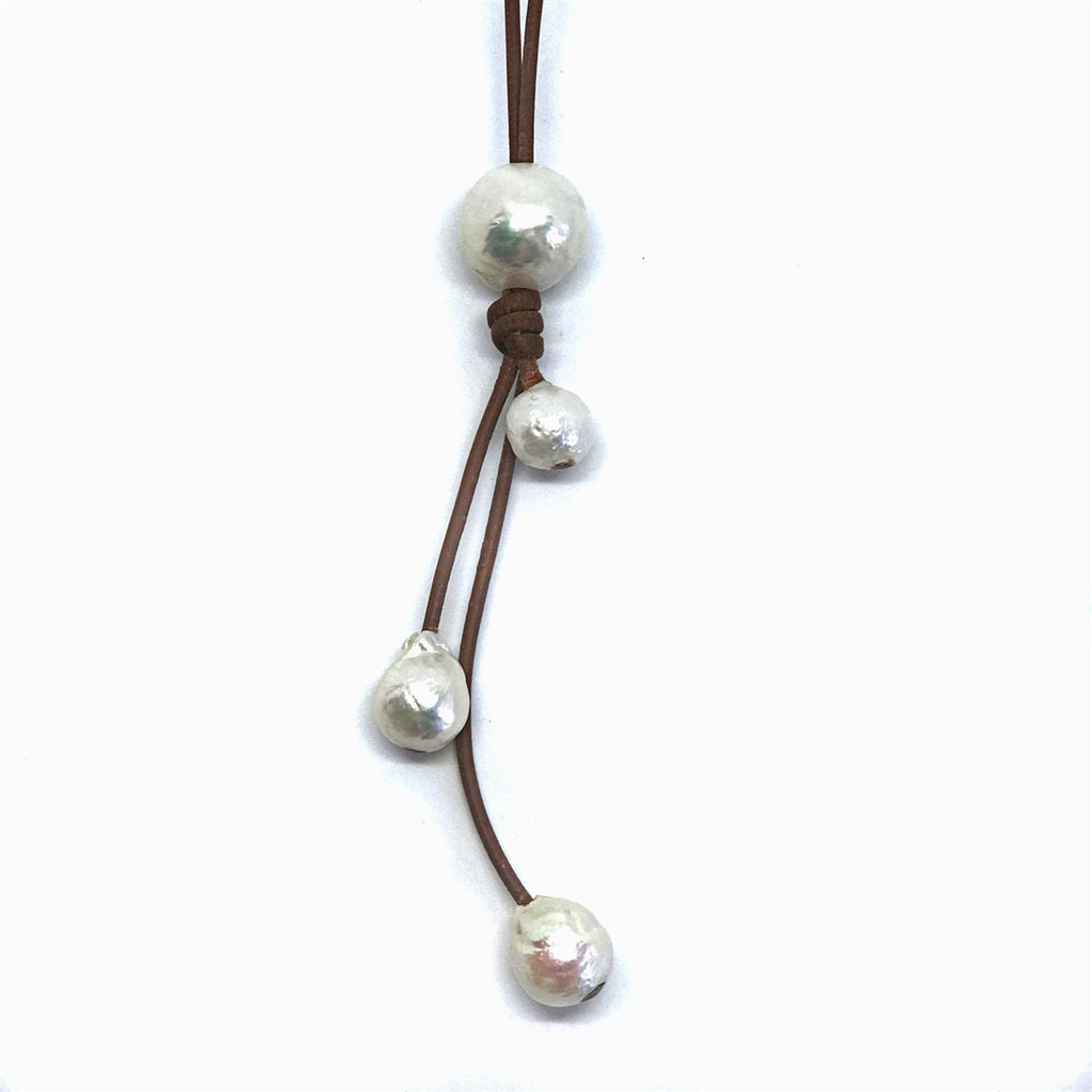 Wendy Mignot Signature Baroque Freshwater Pearl and Leather Necklace