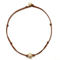 Fine Pearls and Leather jewelry by Designer Wendy Mignot Zak Freshwater Necklace with Knots White