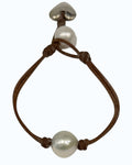 Heart & Soul Freshwater Pearl and Silver Heart Bracelet