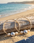 Wendy Mignot 14k Gold-Filled Three Pearl Hoop Earrings - White, Silver, White