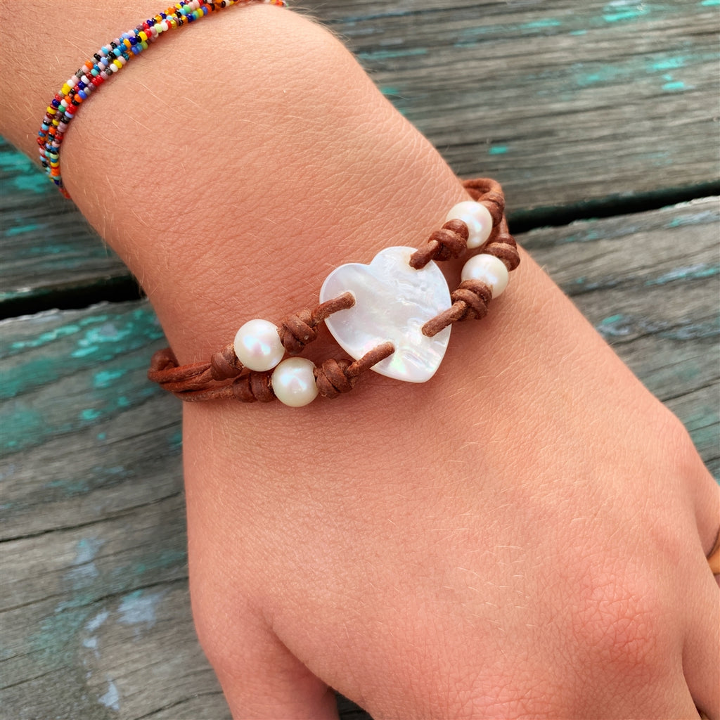 photo of Wendy Mignot Seychelles Amour Freshwater Pearl and Leather Bracelet