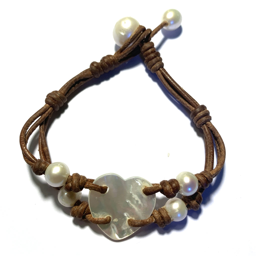 Wendy Mignot Seychelles Amour Freshwater Pearl and Leather Bracelet