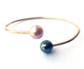 Wendy Mignot Adjustable Gold-filled Natalie Bangle with Tahitian and Freshwater Pearls (Black and Pink)