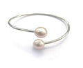 photo of Wendy Mignot Adjustable Silver Natalie Bangle with Freshwater Pearls (White/White)